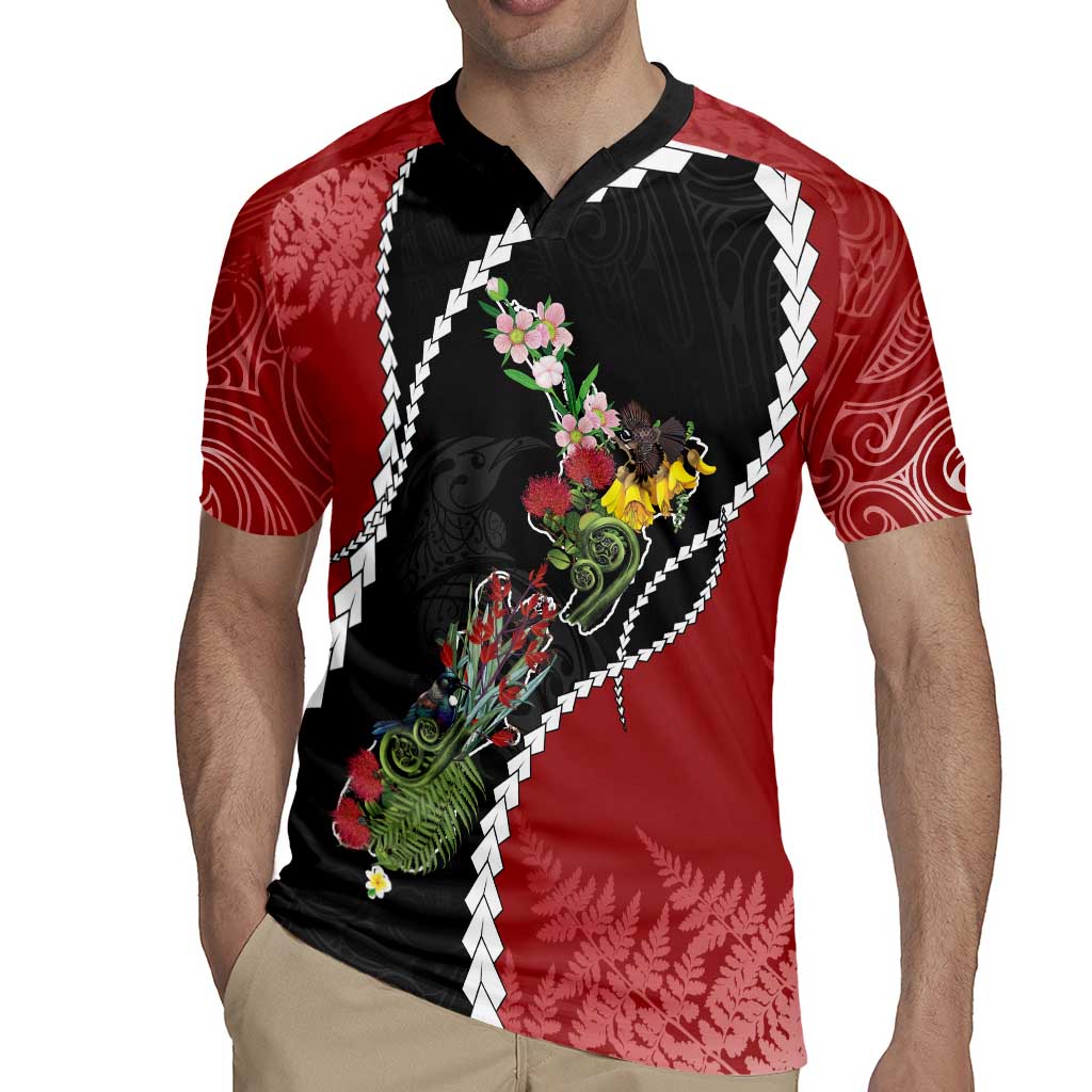 New Zealand Christmas Rugby Jersey Flora Map with Birds - Vibe Hoodie