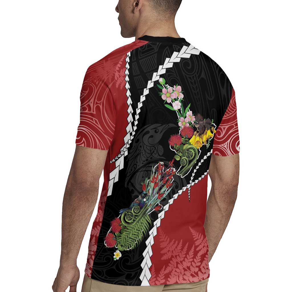 New Zealand Christmas Rugby Jersey Flora Map with Birds - Vibe Hoodie