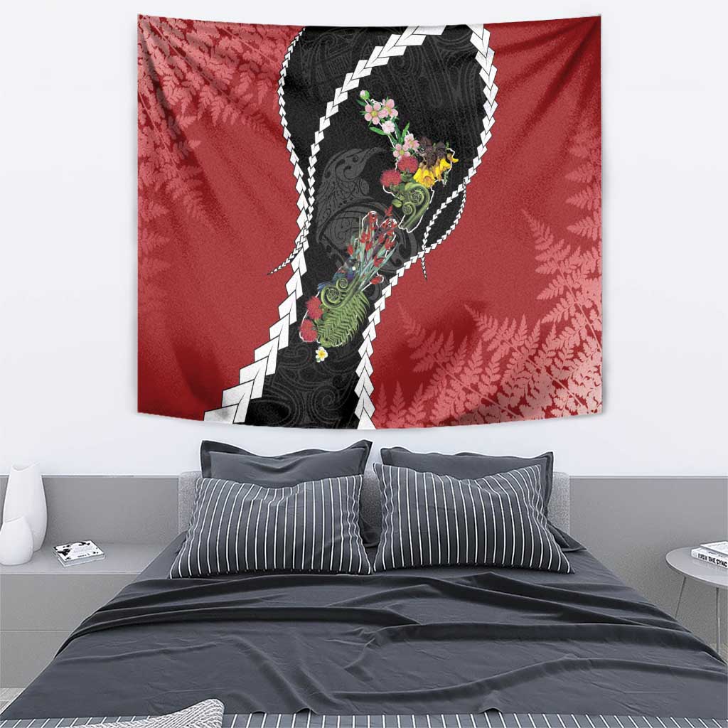 New Zealand Christmas Tapestry Flora Map with Birds - Vibe Hoodie