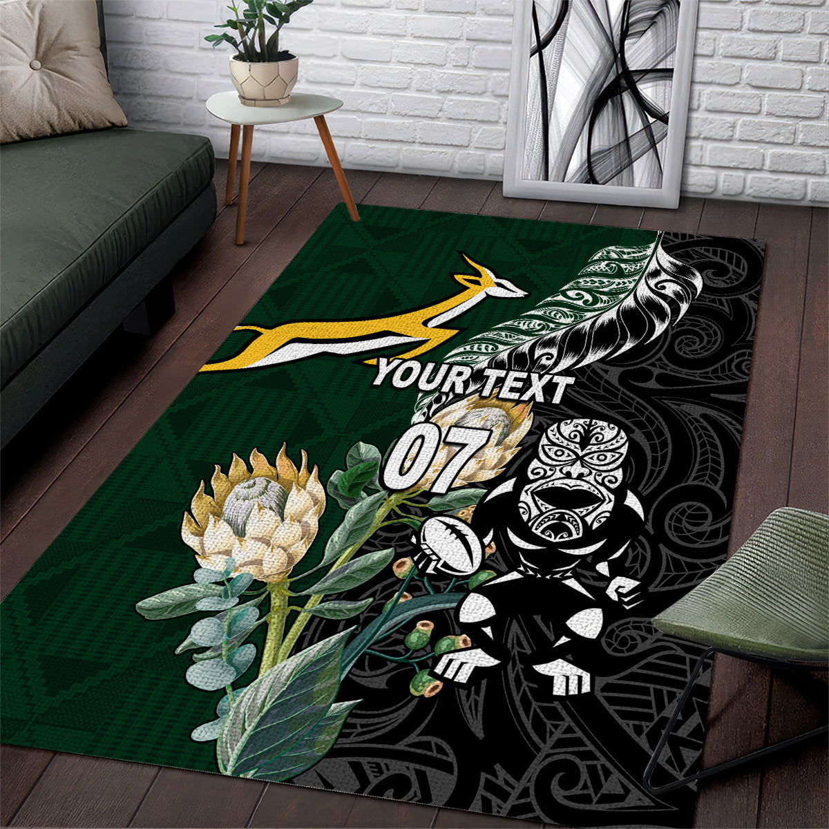 Custom South Africa Mix New Zealand Rugby 2023 Area Rug World Cup Greatest Rivalry - Vibe Hoodie Shop