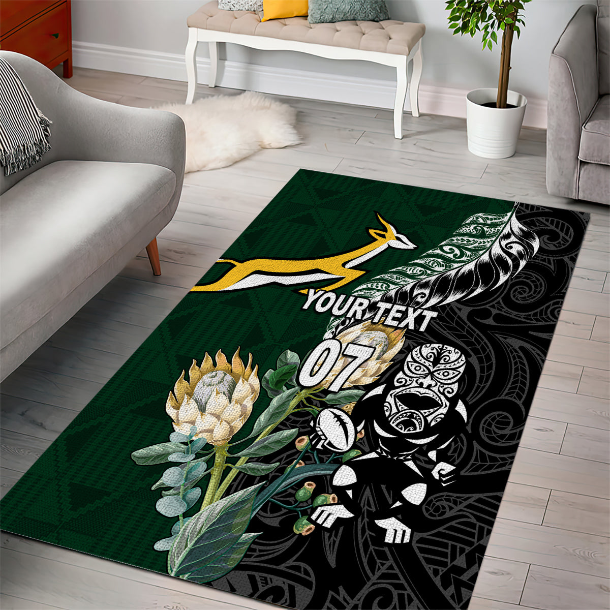 Custom South Africa Mix New Zealand Rugby 2023 Area Rug World Cup Greatest Rivalry - Vibe Hoodie Shop