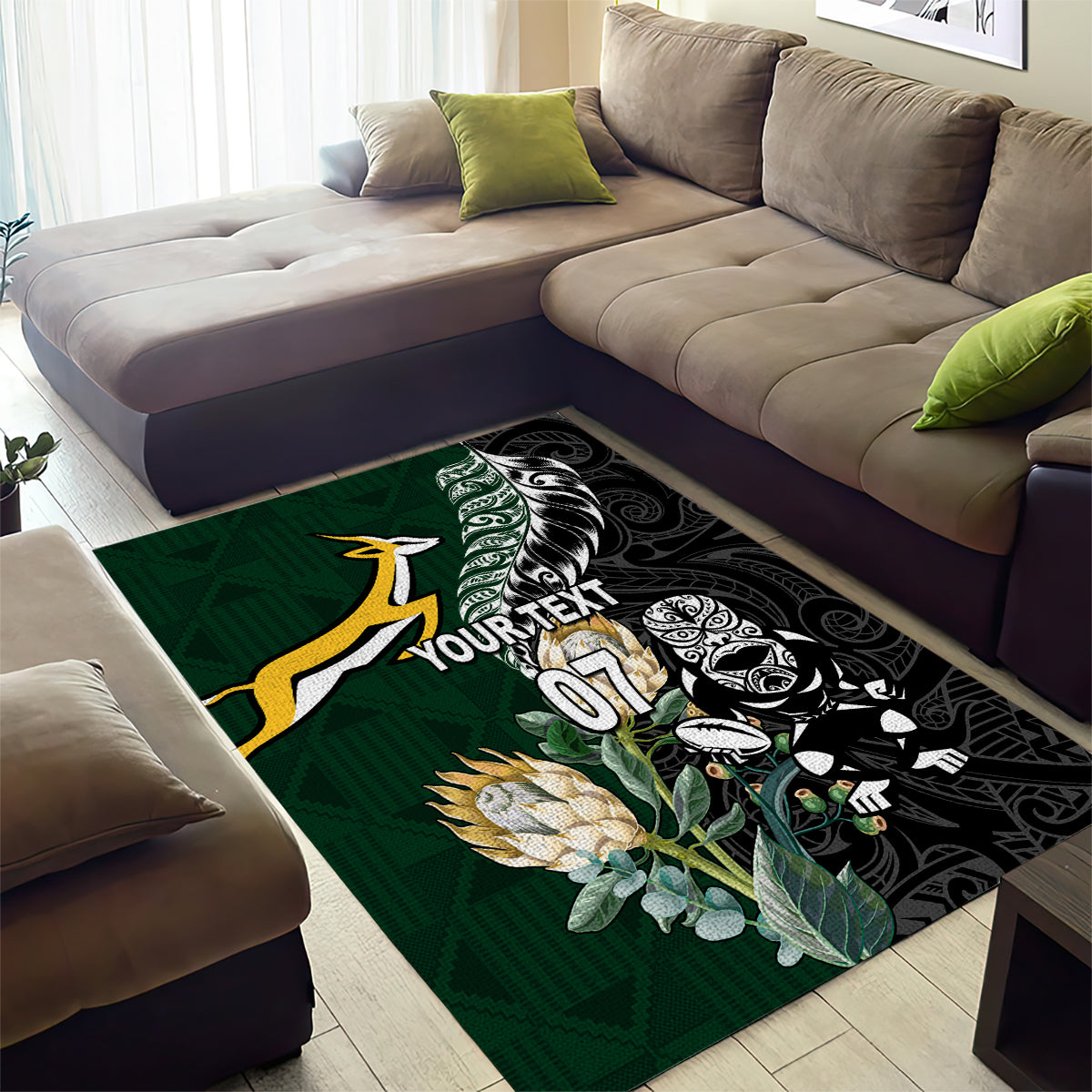 Custom South Africa Mix New Zealand Rugby 2023 Area Rug World Cup Greatest Rivalry - Vibe Hoodie Shop