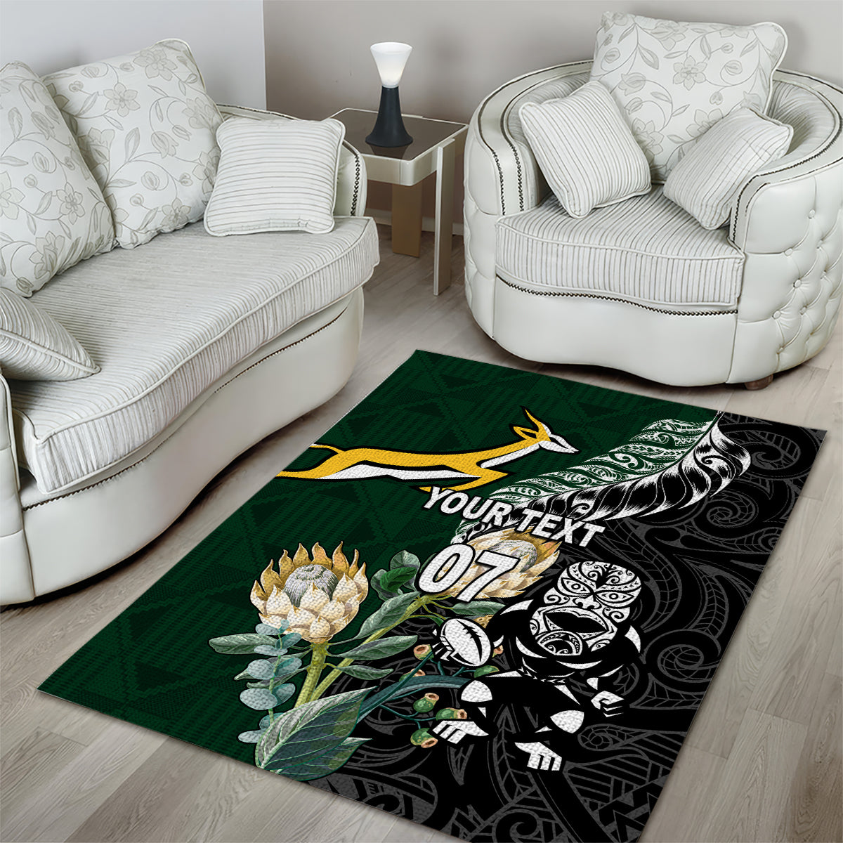 Custom South Africa Mix New Zealand Rugby 2023 Area Rug World Cup Greatest Rivalry - Vibe Hoodie Shop