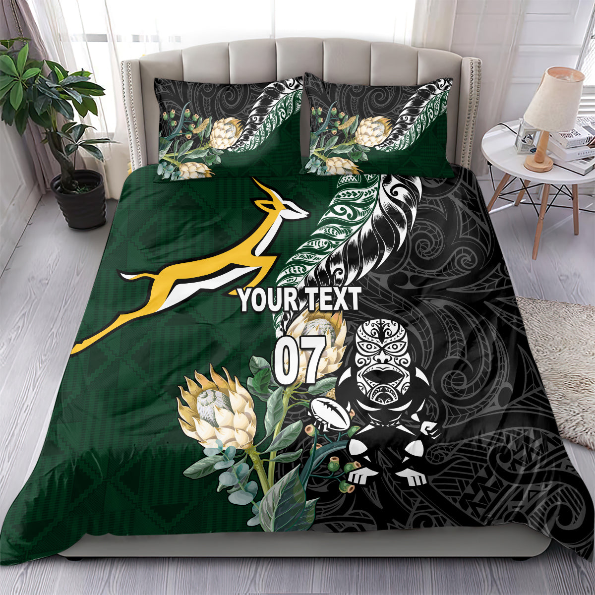 Custom South Africa Mix New Zealand Rugby 2023 Bedding Set World Cup Greatest Rivalry - Vibe Hoodie Shop