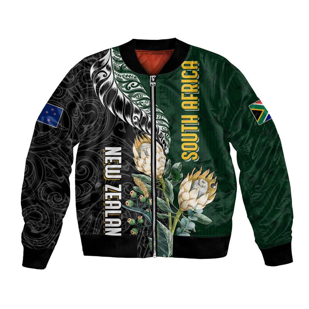 Custom South Africa Mix New Zealand Rugby 2023 Bomber Jacket World Cup Greatest Rivalry - Vibe Hoodie Shop