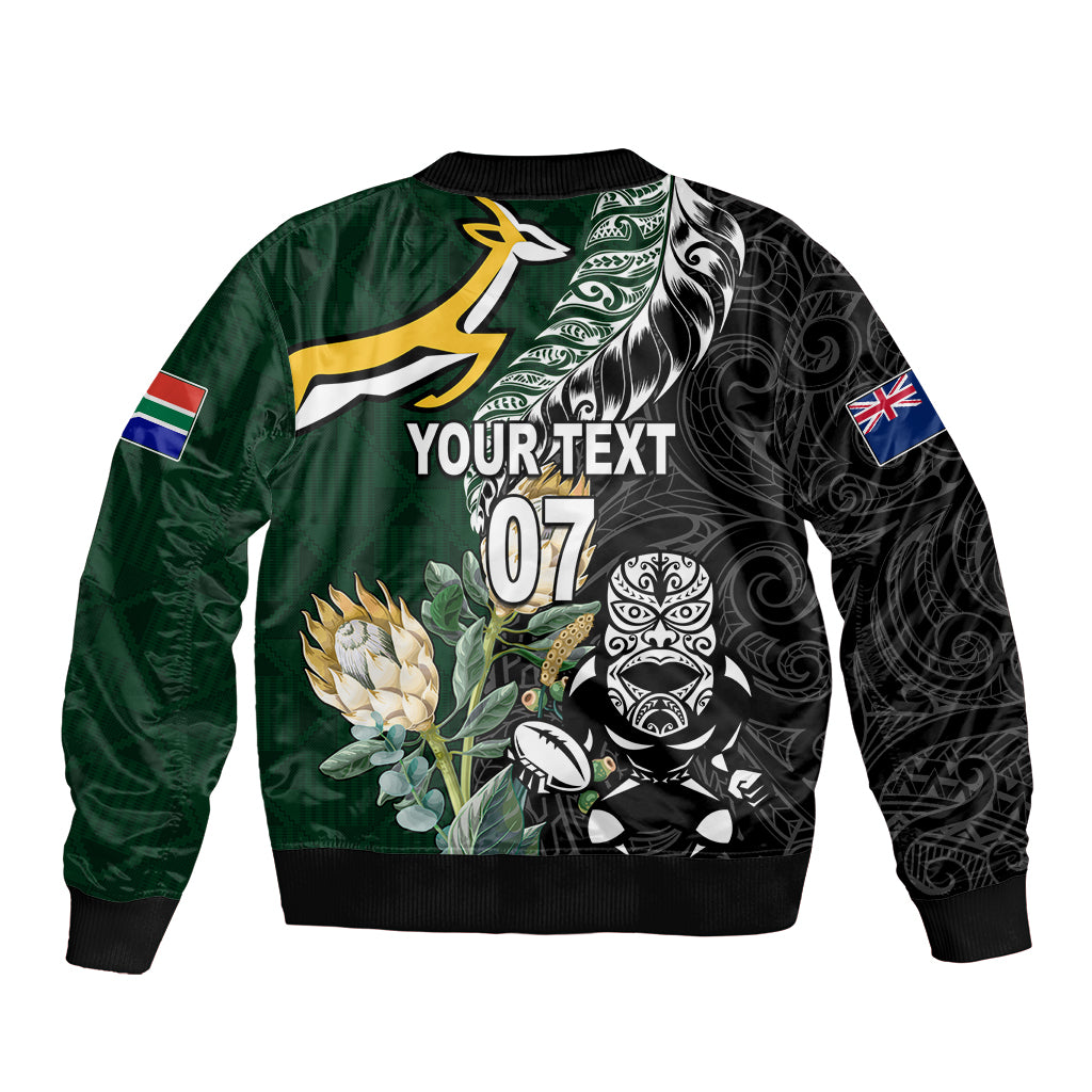 Custom South Africa Mix New Zealand Rugby 2023 Bomber Jacket World Cup Greatest Rivalry - Vibe Hoodie Shop