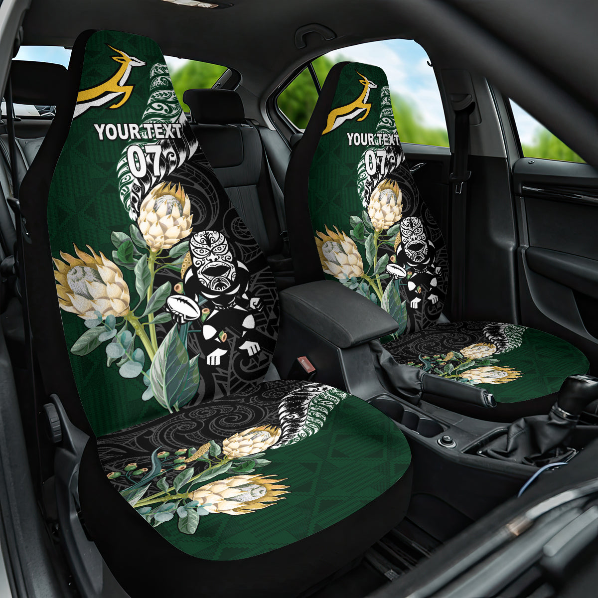 Custom South Africa Mix New Zealand Rugby 2023 Car Seat Cover World Cup Greatest Rivalry - Vibe Hoodie Shop