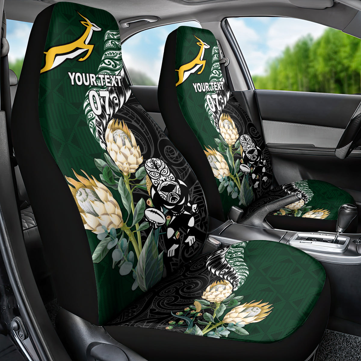 Custom South Africa Mix New Zealand Rugby 2023 Car Seat Cover World Cup Greatest Rivalry - Vibe Hoodie Shop