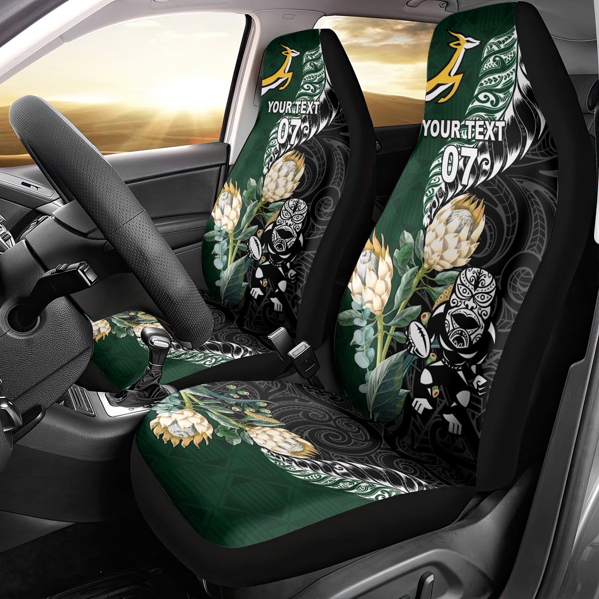 Custom South Africa Mix New Zealand Rugby 2023 Car Seat Cover World Cup Greatest Rivalry - Vibe Hoodie Shop