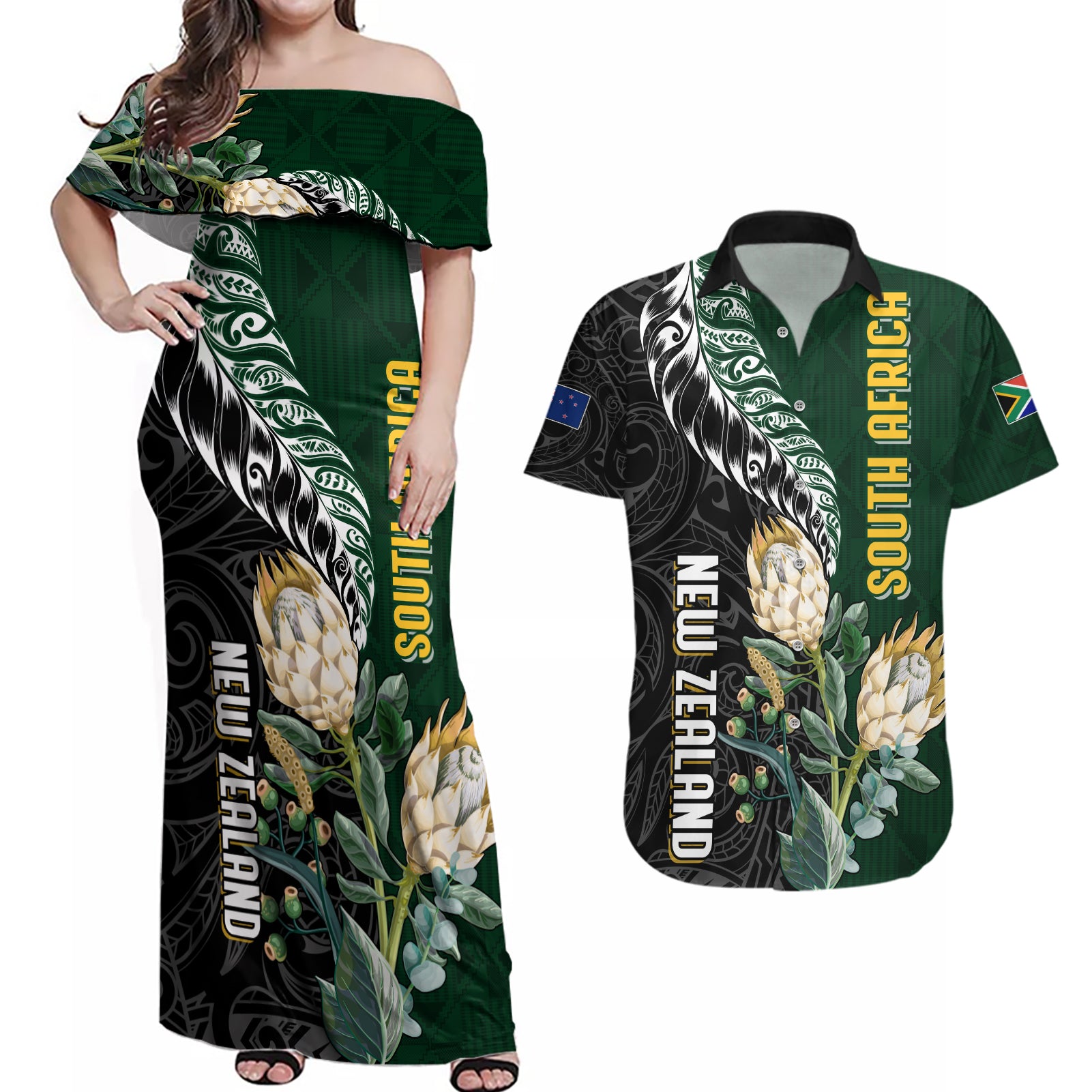 Custom South Africa Mix New Zealand Rugby 2023 Hoodie Dress World Cup Greatest Rivalry - Vibe Hoodie Shop