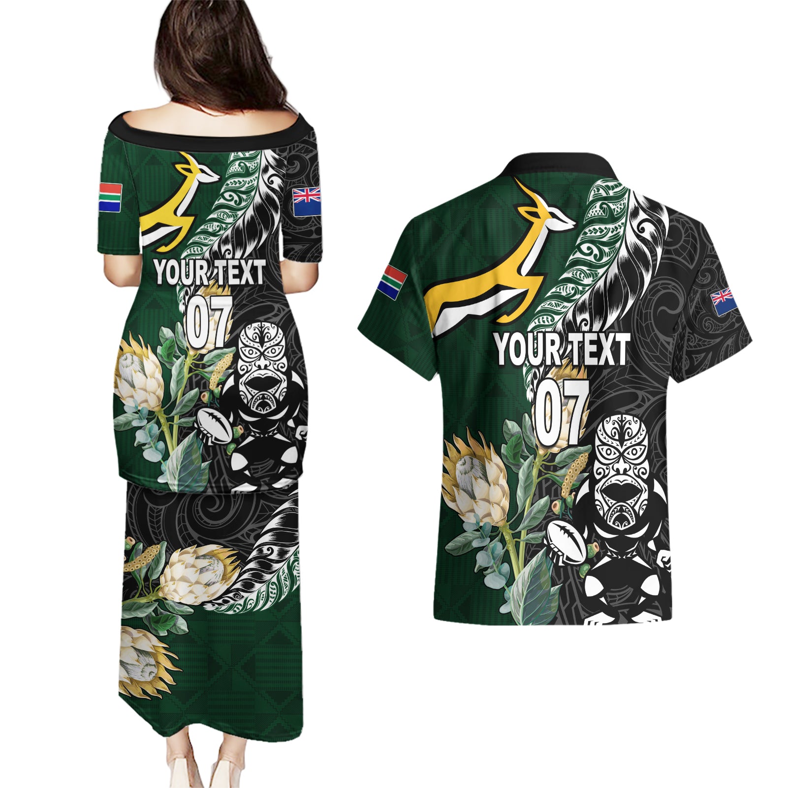 Custom South Africa Mix New Zealand Rugby 2023 Kid Short Sleeve Dress World Cup Greatest Rivalry - Vibe Hoodie Shop