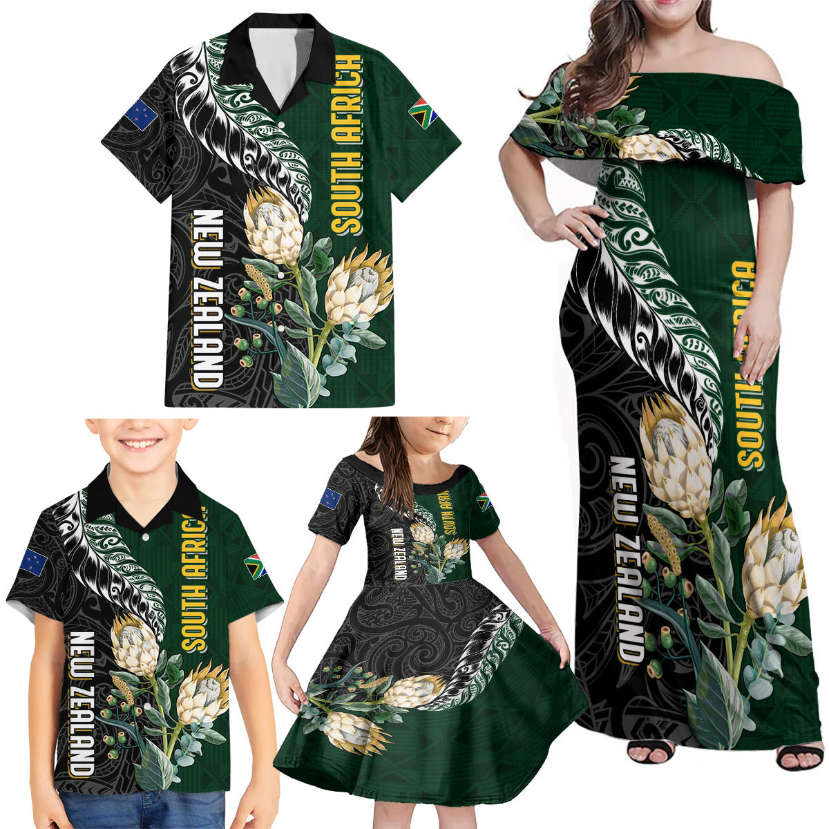 Custom South Africa Mix New Zealand Rugby 2023 Short Sleeve Bodycon Dress World Cup Greatest Rivalry LT7