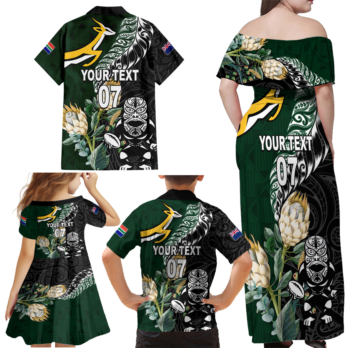 Custom South Africa Mix New Zealand Rugby 2023 Short Sleeve Bodycon Dress World Cup Greatest Rivalry LT7