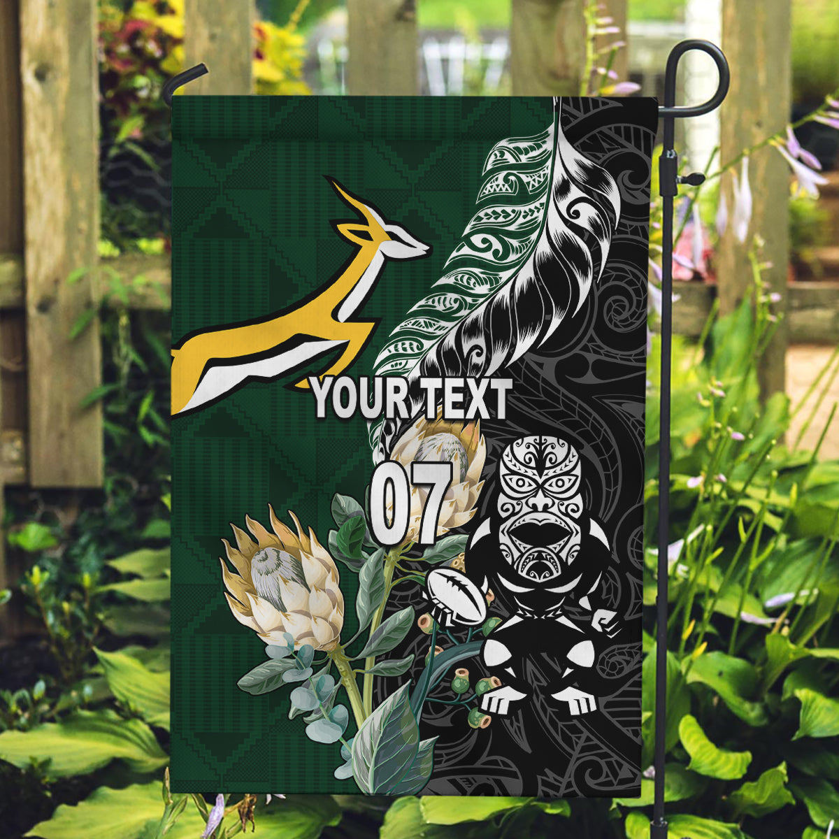 Custom South Africa Mix New Zealand Rugby 2023 Garden Flag World Cup Greatest Rivalry - Vibe Hoodie Shop