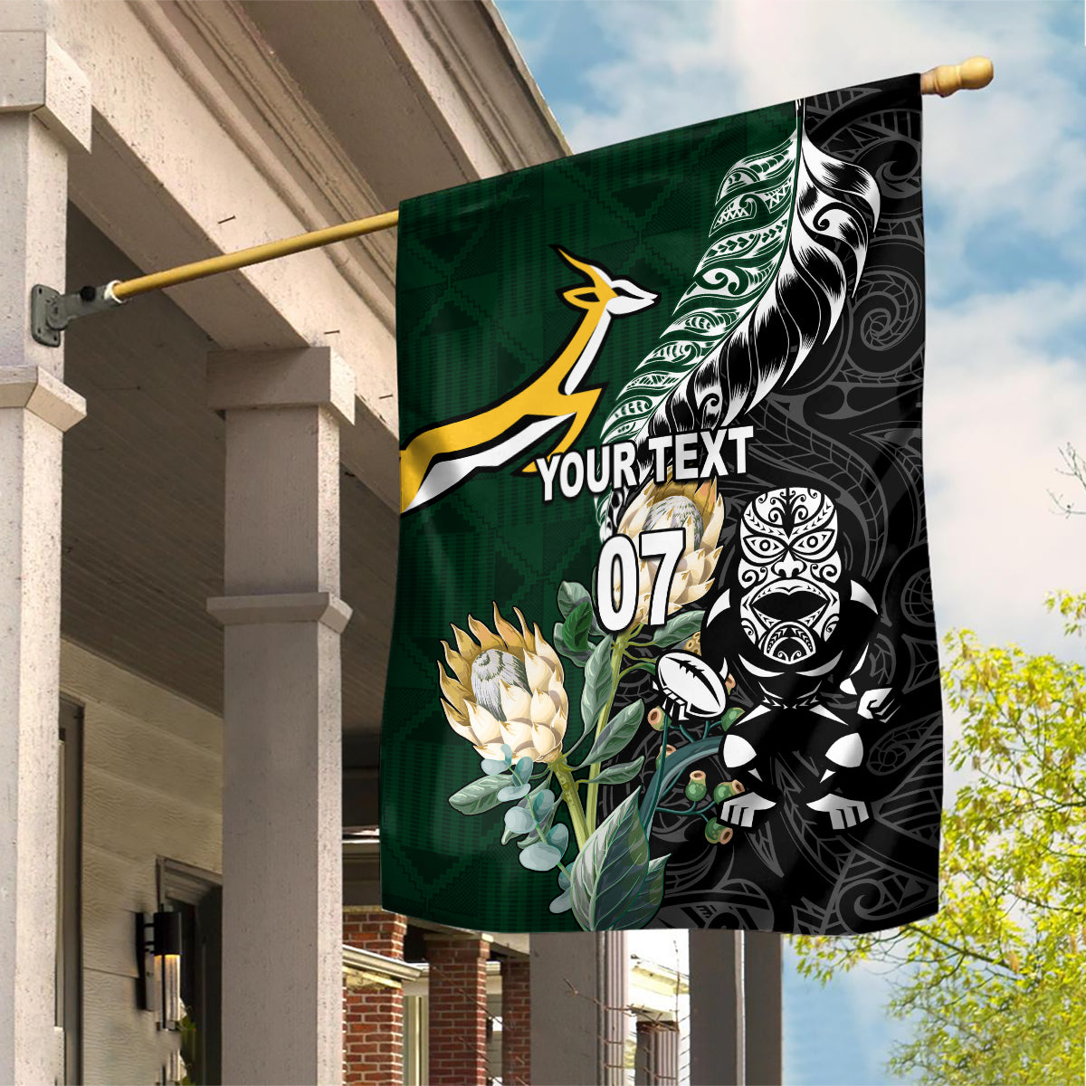 Custom South Africa Mix New Zealand Rugby 2023 Garden Flag World Cup Greatest Rivalry - Vibe Hoodie Shop