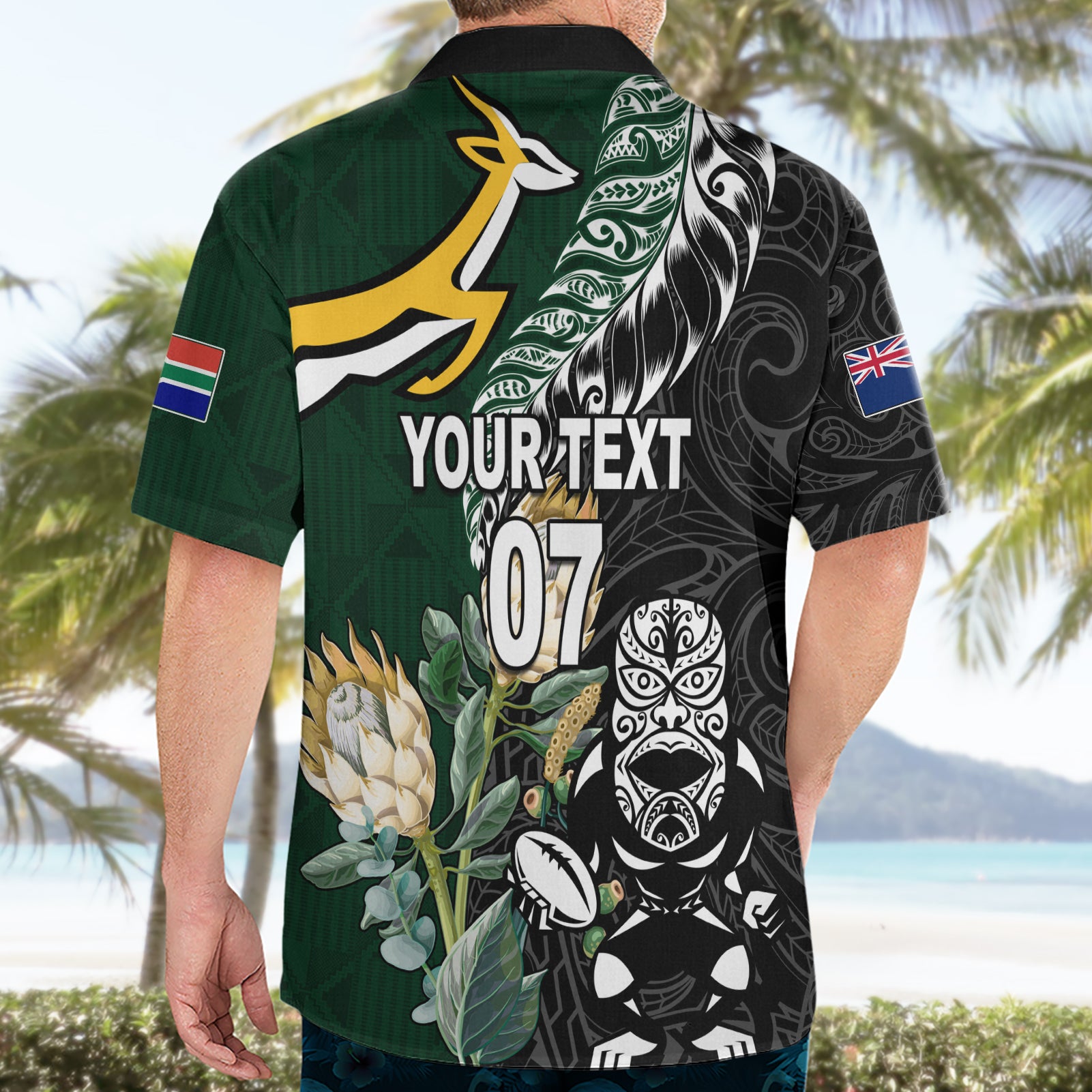 Custom South Africa Mix New Zealand Rugby 2023 Couples Matching Long Sleeve Bodycon Dress and Hawaiian Shirt World Cup Greatest Rivalry LT7