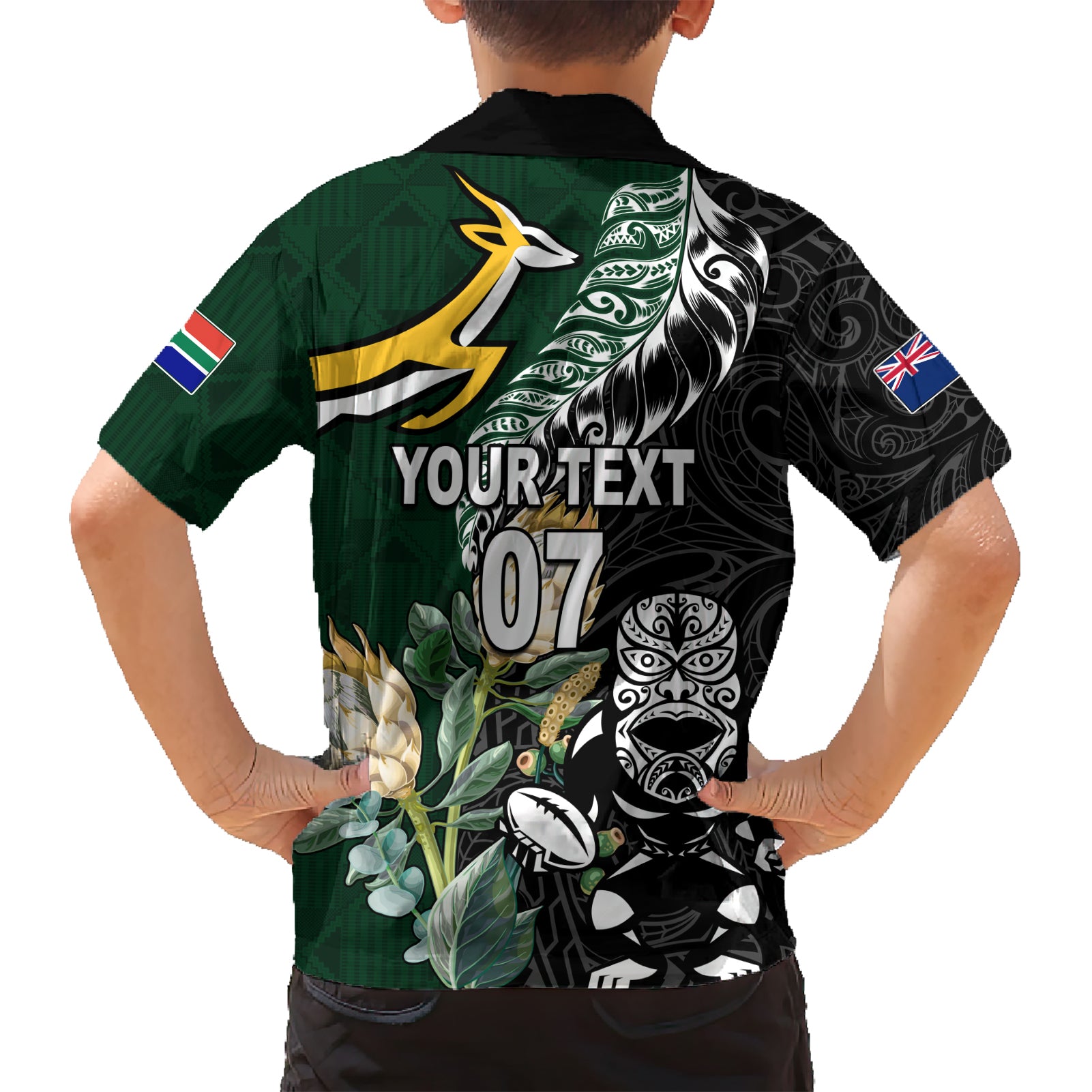 Custom South Africa Mix New Zealand Rugby 2023 Couples Matching Long Sleeve Bodycon Dress and Hawaiian Shirt World Cup Greatest Rivalry LT7