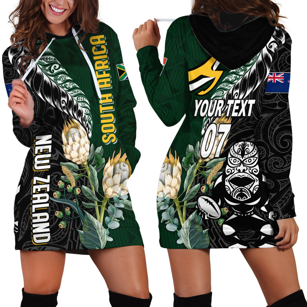 Custom South Africa Mix New Zealand Rugby 2023 Couples Matching Mermaid Dress and Hawaiian Shirt World Cup Greatest Rivalry LT7