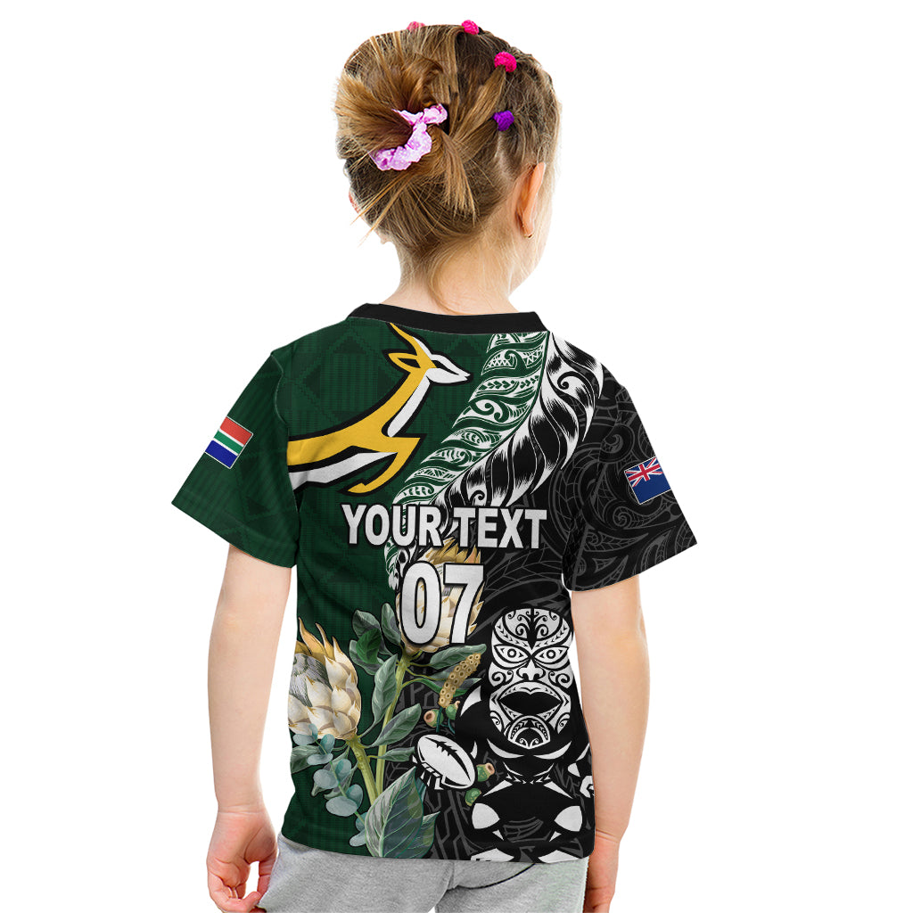 Custom South Africa Mix New Zealand Rugby 2023 Couples Matching Off Shoulder Maxi Dress and Hawaiian Shirt World Cup Greatest Rivalry LT7