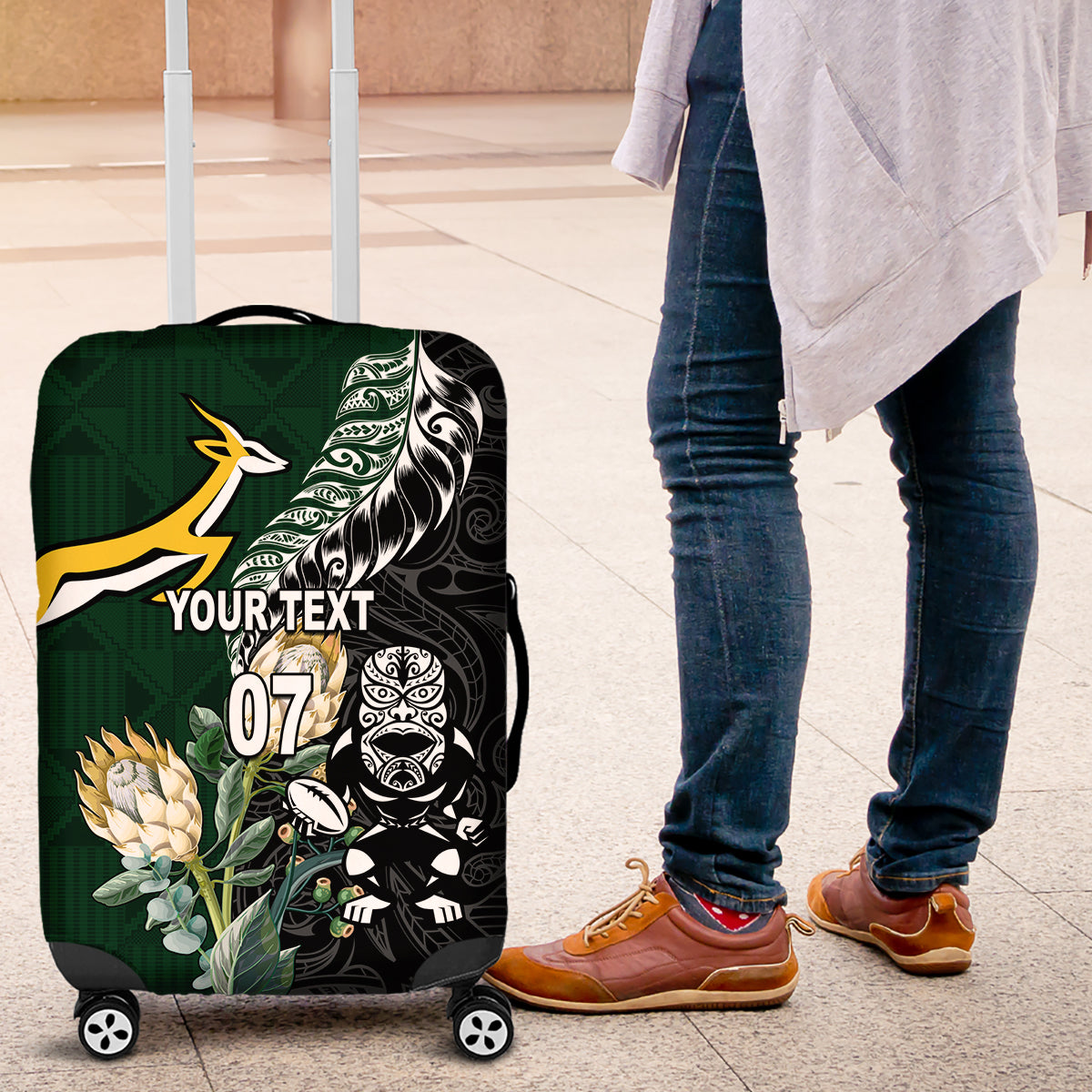 Custom South Africa Mix New Zealand Rugby 2023 Luggage Cover World Cup Greatest Rivalry - Vibe Hoodie Shop