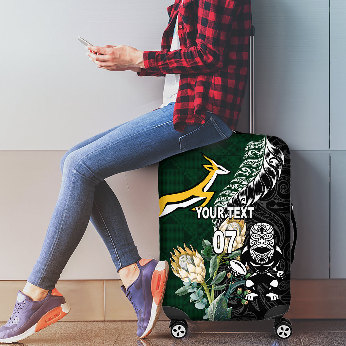 Custom South Africa Mix New Zealand Rugby 2023 Luggage Cover World Cup Greatest Rivalry - Vibe Hoodie Shop