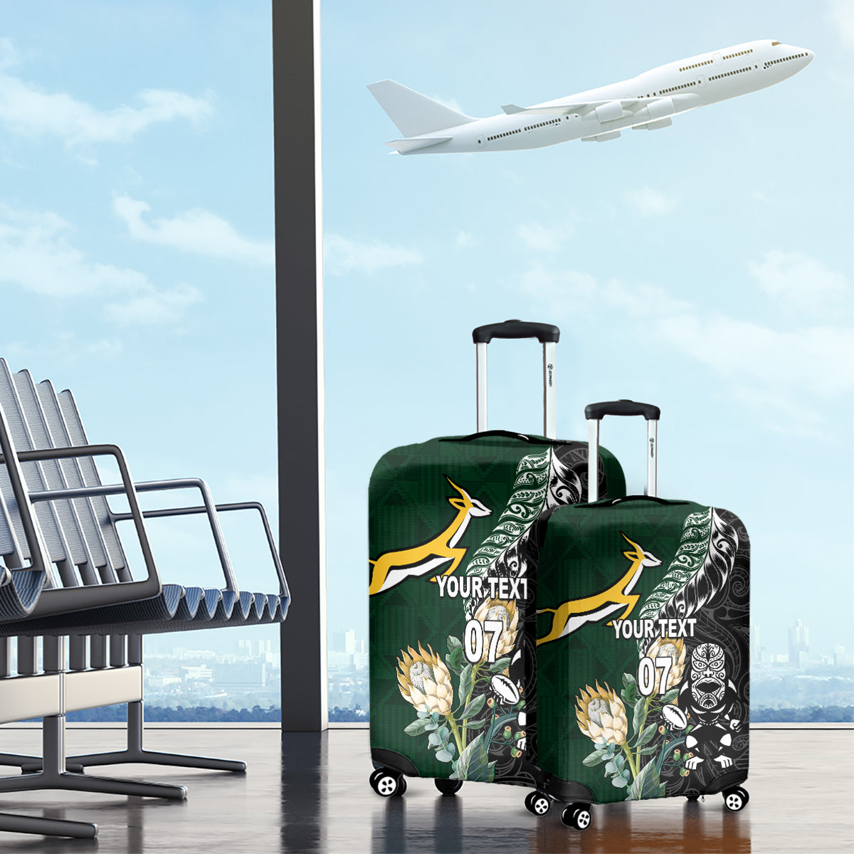 Custom South Africa Mix New Zealand Rugby 2023 Luggage Cover World Cup Greatest Rivalry - Vibe Hoodie Shop