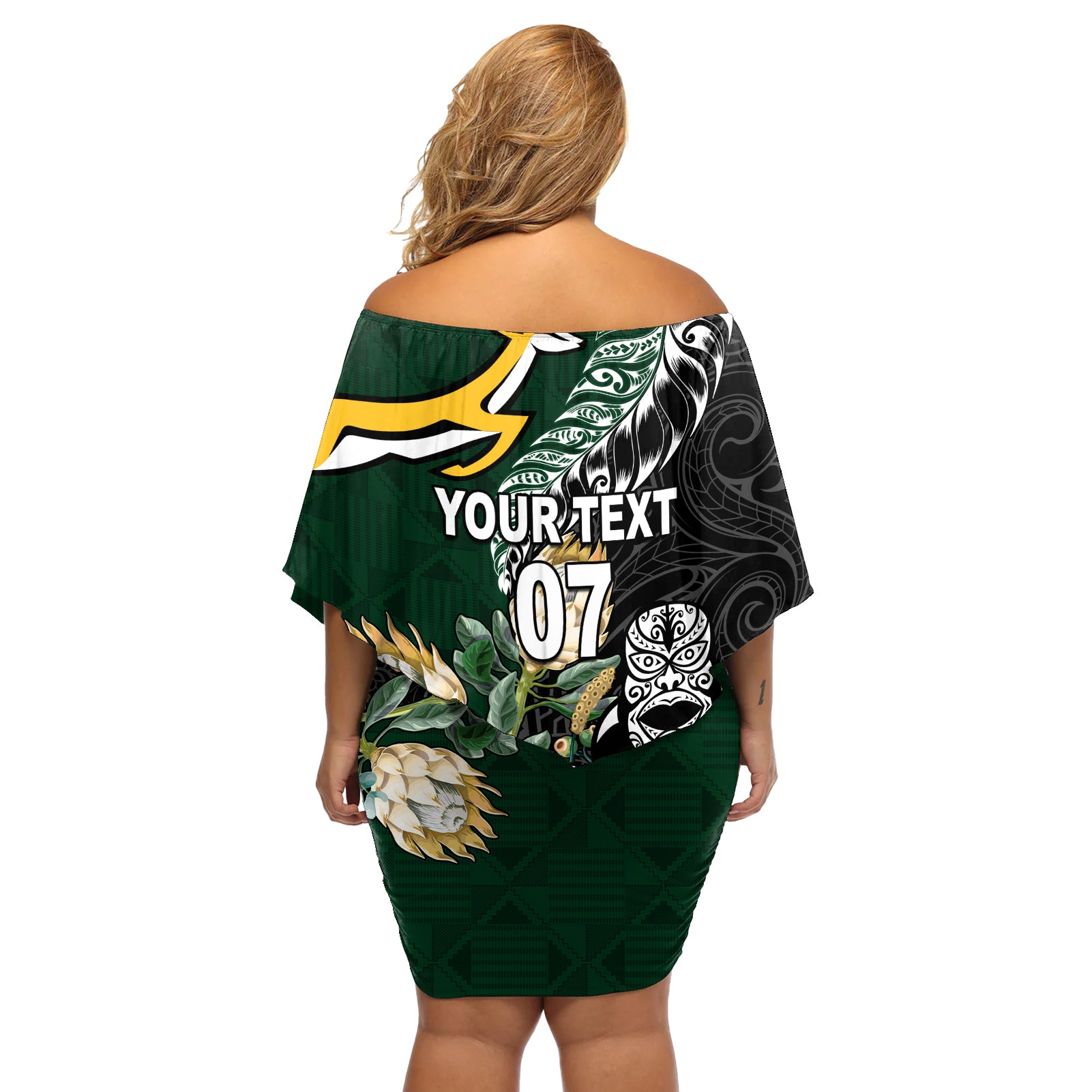 Custom South Africa Mix New Zealand Rugby 2023 Family Matching Off Shoulder Maxi Dress and Hawaiian Shirt World Cup Greatest Rivalry LT7