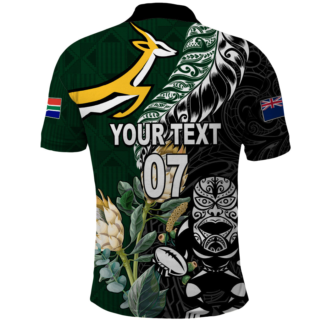 Custom South Africa Mix New Zealand Rugby 2023 Couples Matching Off Shoulder Short Dress and Hawaiian Shirt World Cup Greatest Rivalry LT7