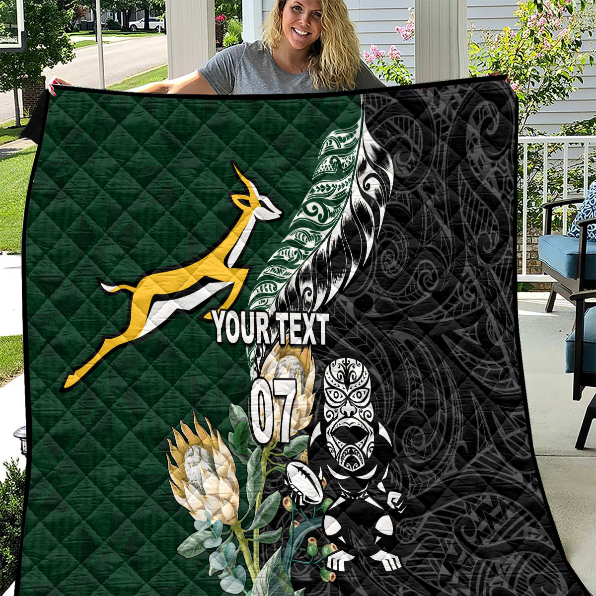 Custom South Africa Mix New Zealand Rugby 2023 Quilt World Cup Greatest Rivalry - Vibe Hoodie Shop