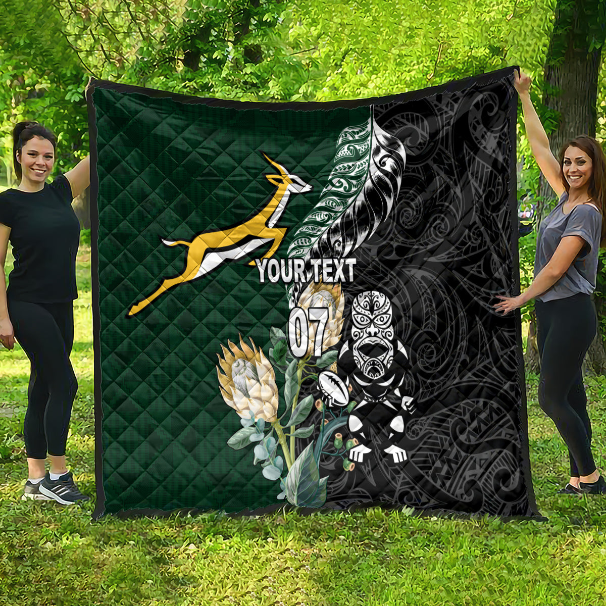 Custom South Africa Mix New Zealand Rugby 2023 Quilt World Cup Greatest Rivalry - Vibe Hoodie Shop