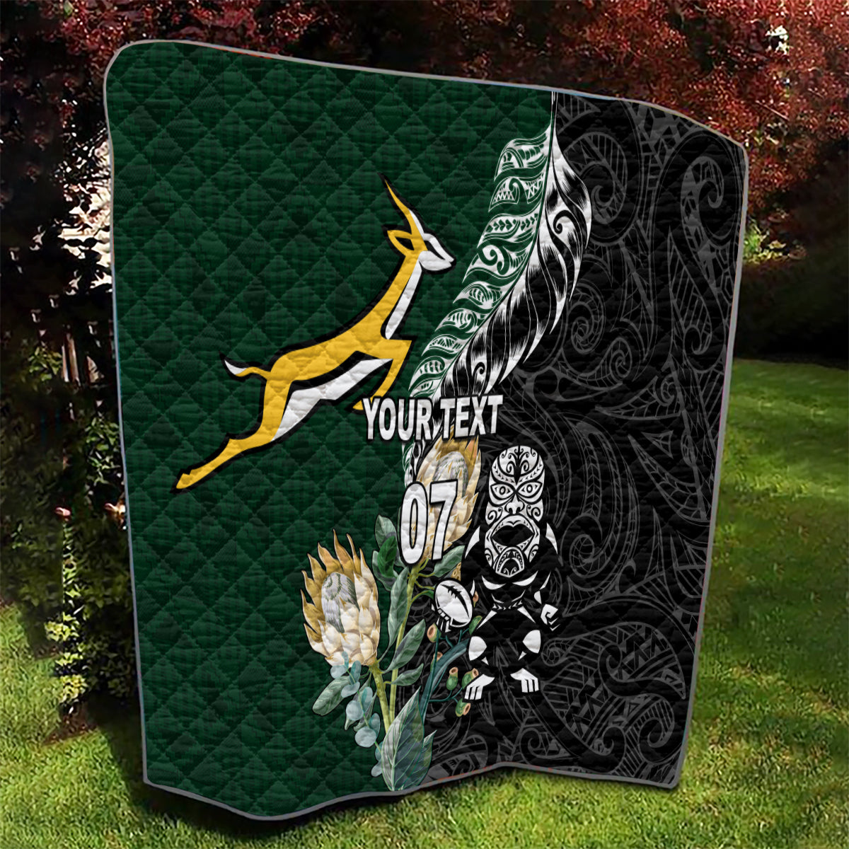 Custom South Africa Mix New Zealand Rugby 2023 Quilt World Cup Greatest Rivalry - Vibe Hoodie Shop