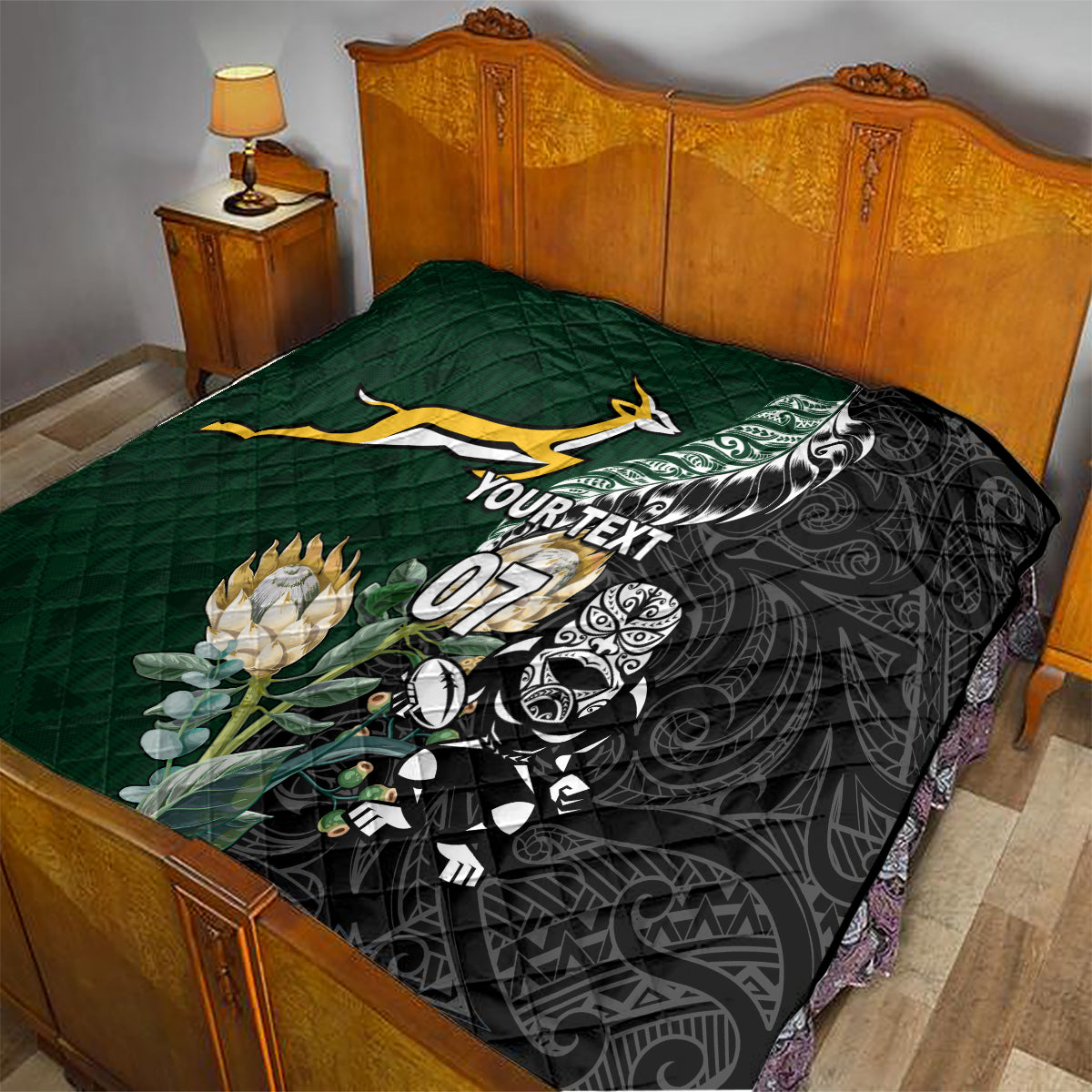 Custom South Africa Mix New Zealand Rugby 2023 Quilt World Cup Greatest Rivalry - Vibe Hoodie Shop