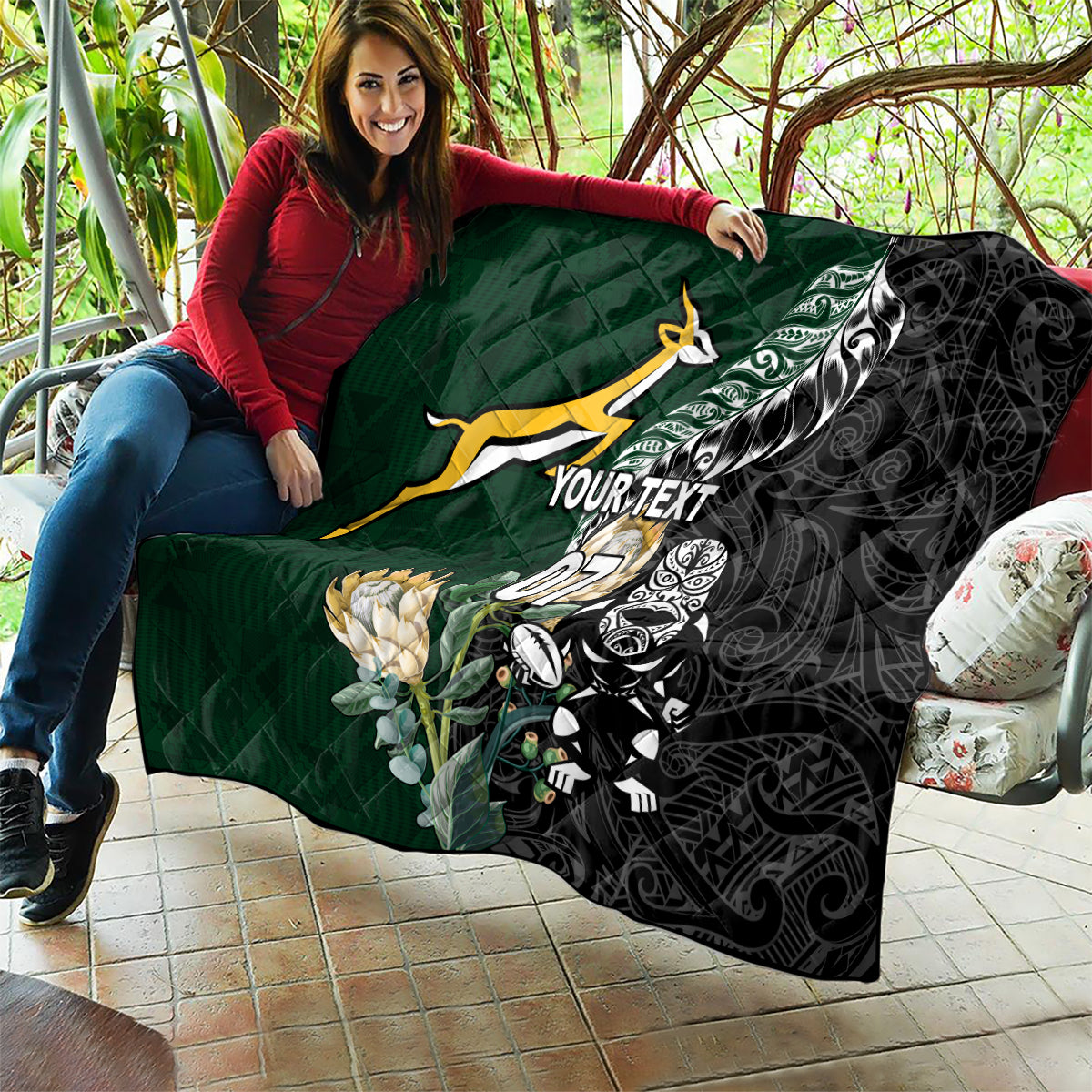 Custom South Africa Mix New Zealand Rugby 2023 Quilt World Cup Greatest Rivalry - Vibe Hoodie Shop