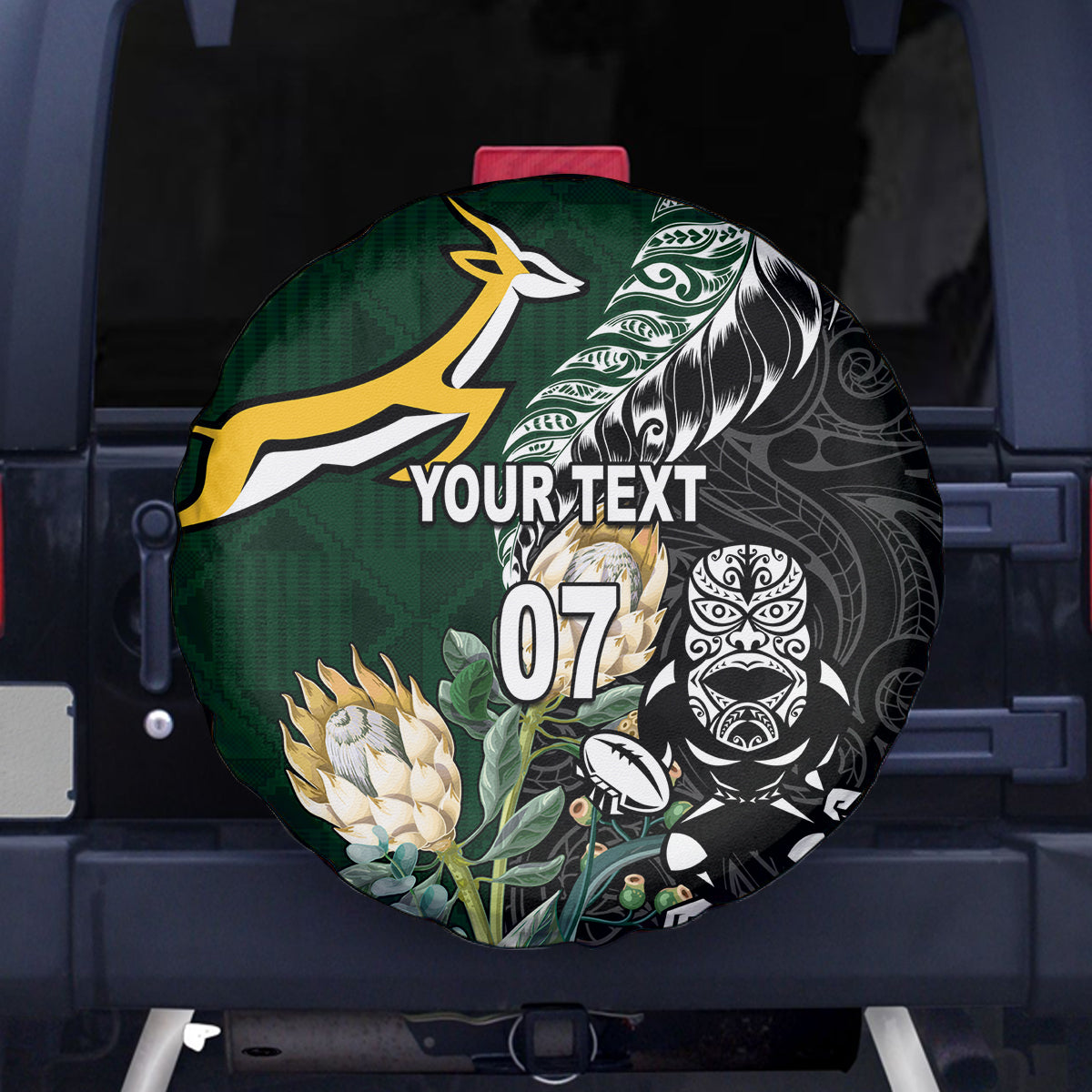 Custom South Africa Mix New Zealand Rugby 2023 Spare Tire Cover World Cup Greatest Rivalry - Vibe Hoodie Shop