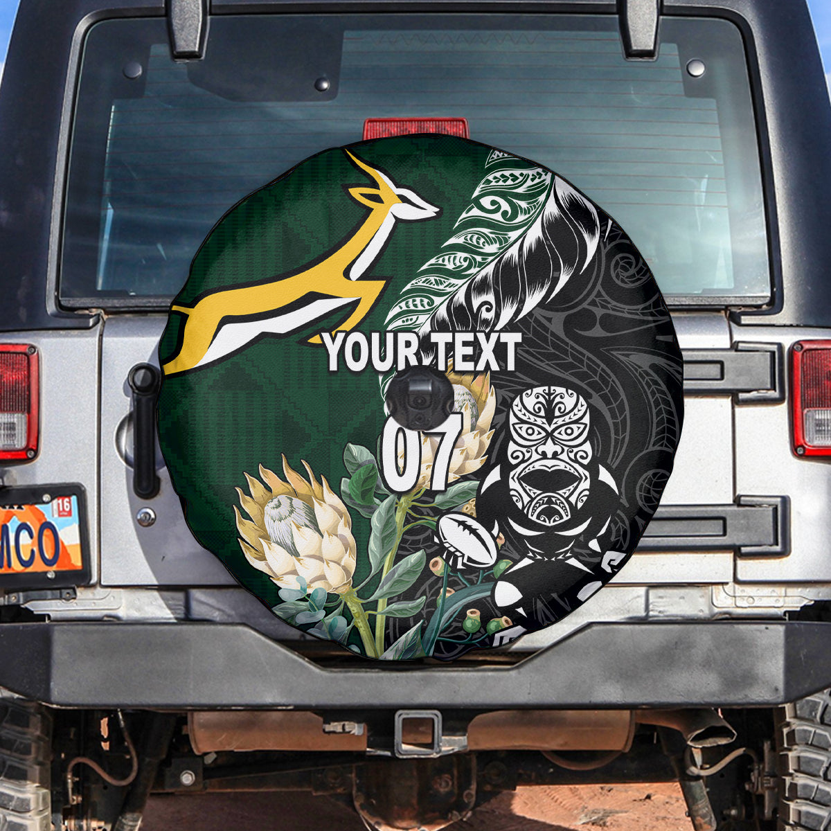 Custom South Africa Mix New Zealand Rugby 2023 Spare Tire Cover World Cup Greatest Rivalry - Vibe Hoodie Shop