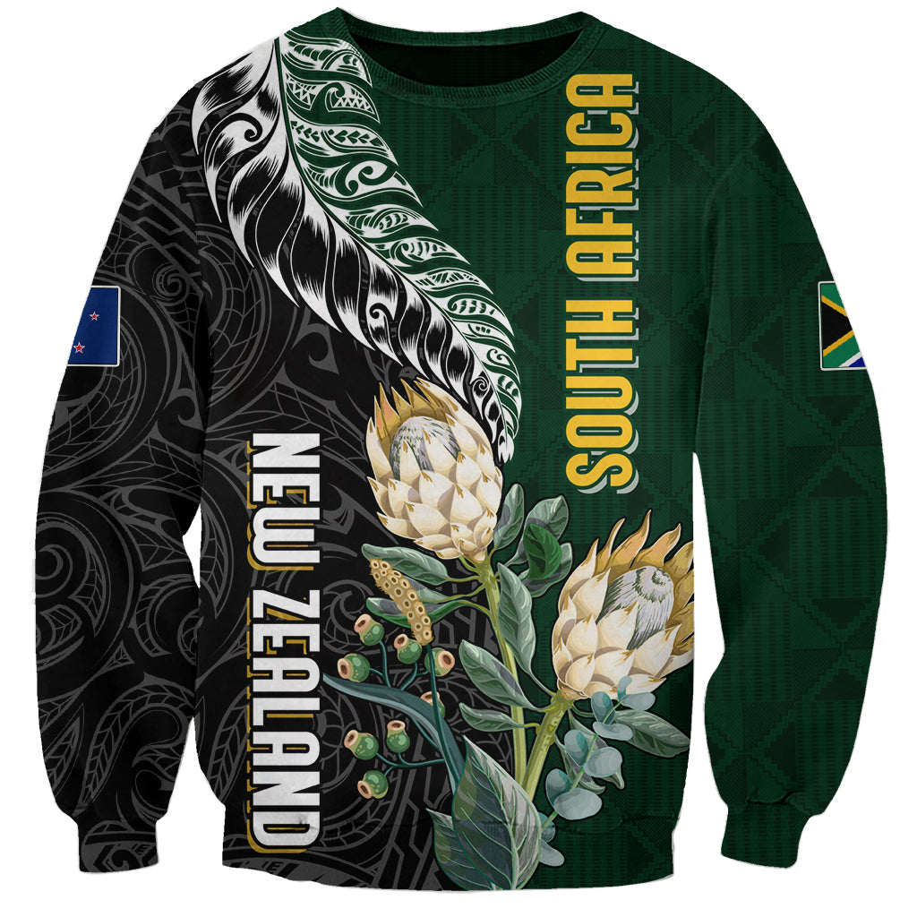 Custom South Africa Mix New Zealand Rugby 2023 Couples Matching Off The Shoulder Long Sleeve Dress and Long Sleeve Button Shirt World Cup Greatest Rivalry LT7