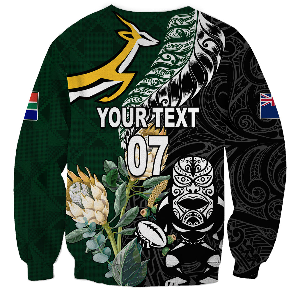 Custom South Africa Mix New Zealand Rugby 2023 Couples Matching Off The Shoulder Long Sleeve Dress and Long Sleeve Button Shirt World Cup Greatest Rivalry LT7