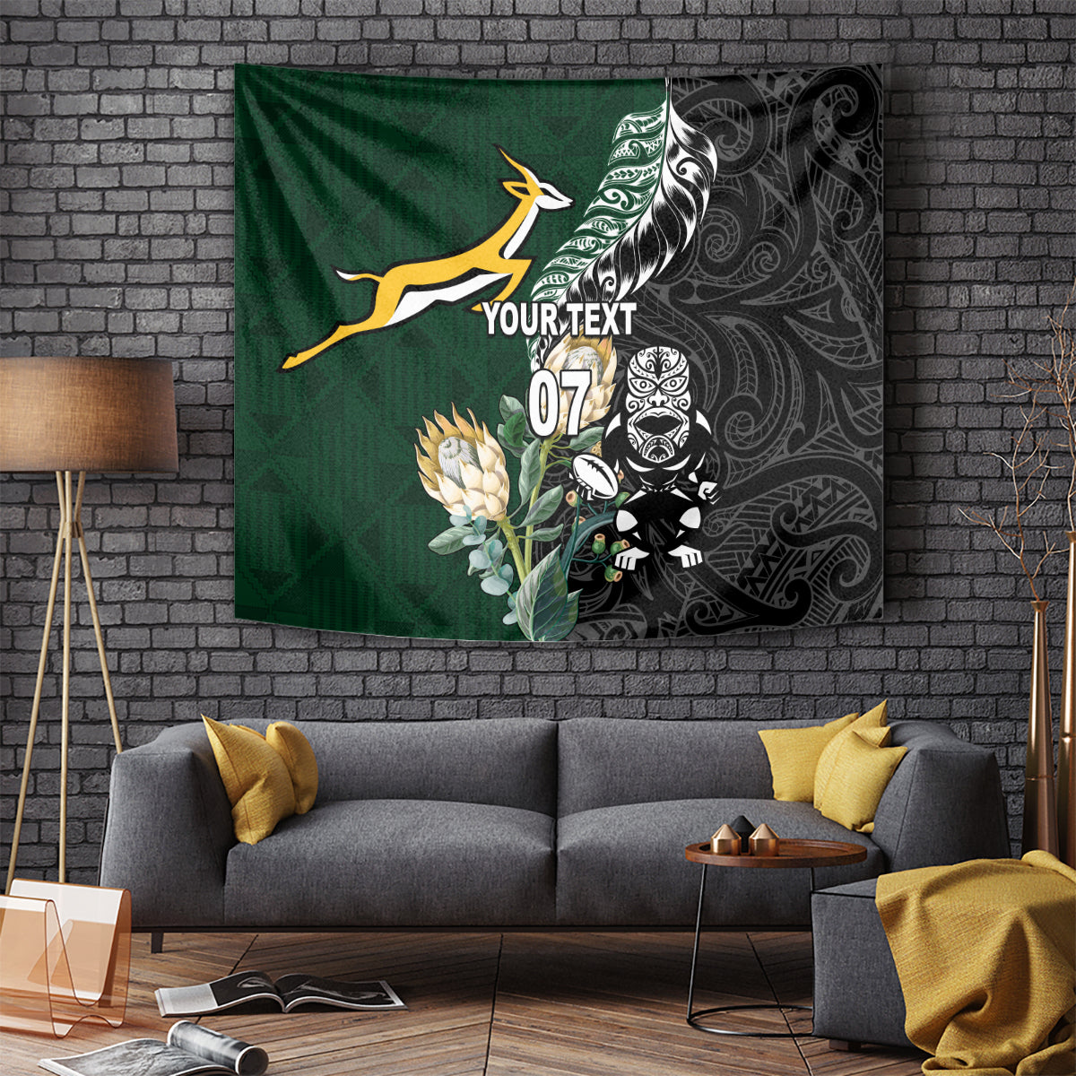 Custom South Africa Mix New Zealand Rugby 2023 Tapestry World Cup Greatest Rivalry - Vibe Hoodie Shop