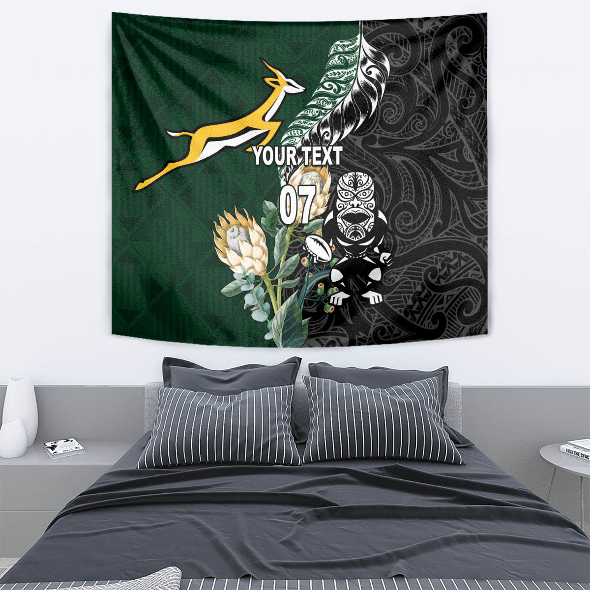 Custom South Africa Mix New Zealand Rugby 2023 Tapestry World Cup Greatest Rivalry - Vibe Hoodie Shop