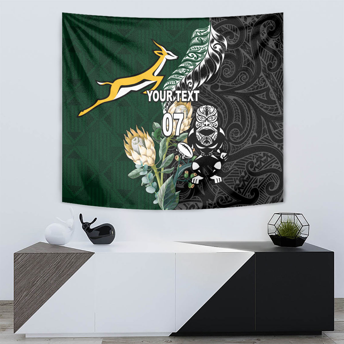 Custom South Africa Mix New Zealand Rugby 2023 Tapestry World Cup Greatest Rivalry - Vibe Hoodie Shop