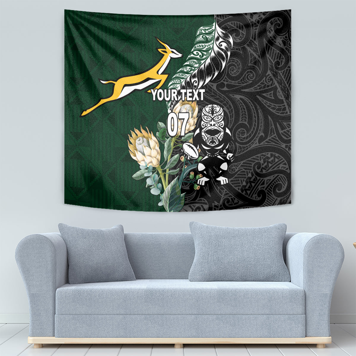 Custom South Africa Mix New Zealand Rugby 2023 Tapestry World Cup Greatest Rivalry - Vibe Hoodie Shop