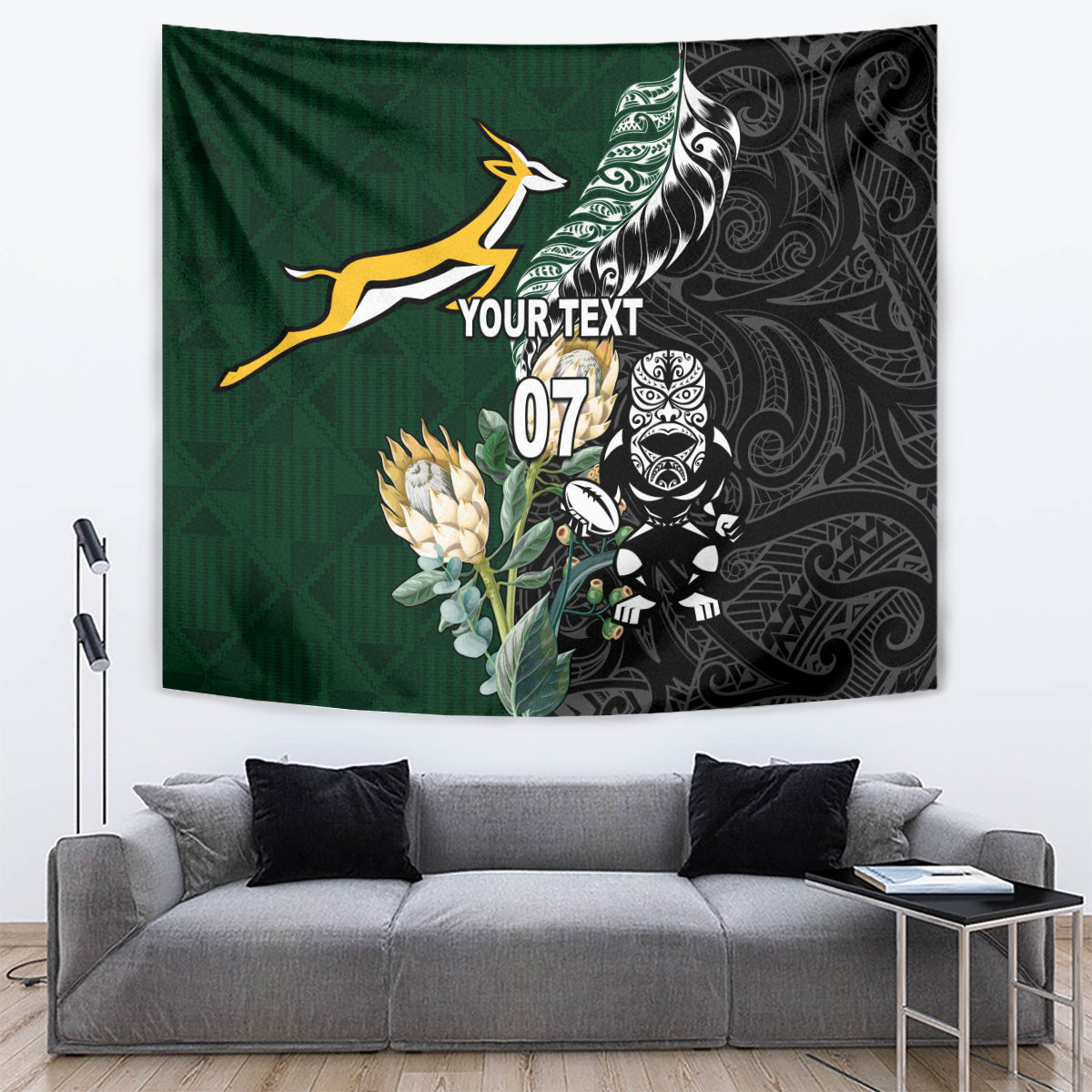 Custom South Africa Mix New Zealand Rugby 2023 Tapestry World Cup Greatest Rivalry - Vibe Hoodie Shop