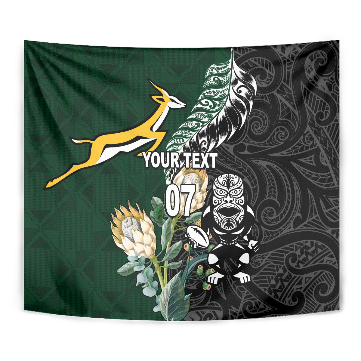 Custom South Africa Mix New Zealand Rugby 2023 Tapestry World Cup Greatest Rivalry - Vibe Hoodie Shop