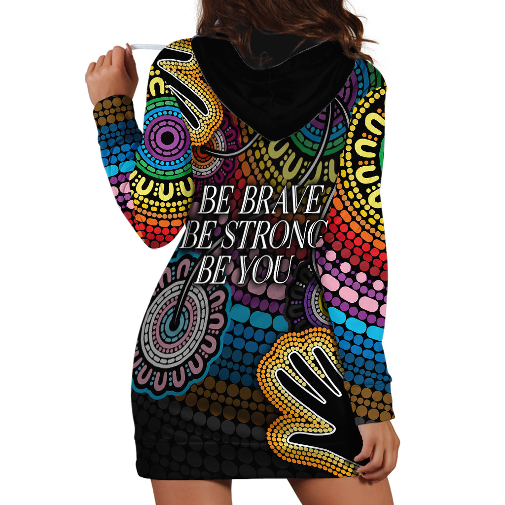 Australia LGBTQ+ History Month Hoodie Dress Indigenous Rainbows Pride Be You - Vibe Hoodie Shop