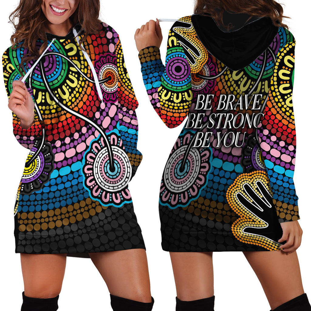 Australia LGBTQ+ History Month Hoodie Dress Indigenous Rainbows Pride Be You - Vibe Hoodie Shop