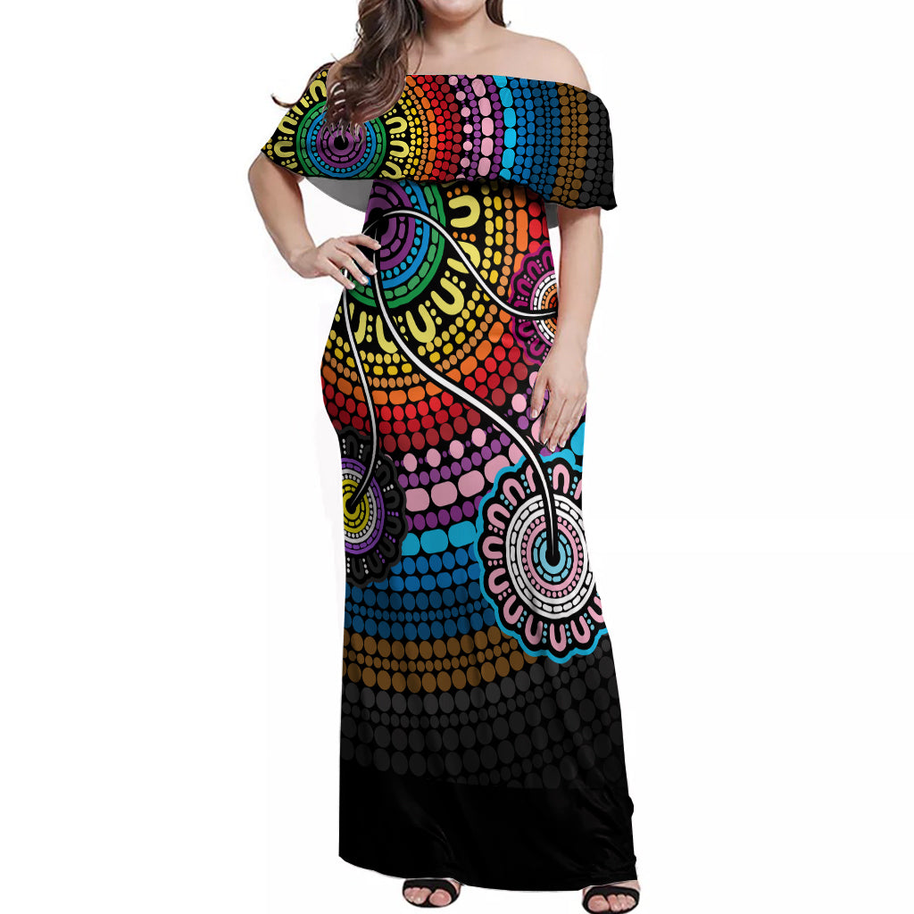 australia-lgbtq-history-month-off-shoulder-maxi-dress-indigenous-rainbows-pride-be-you