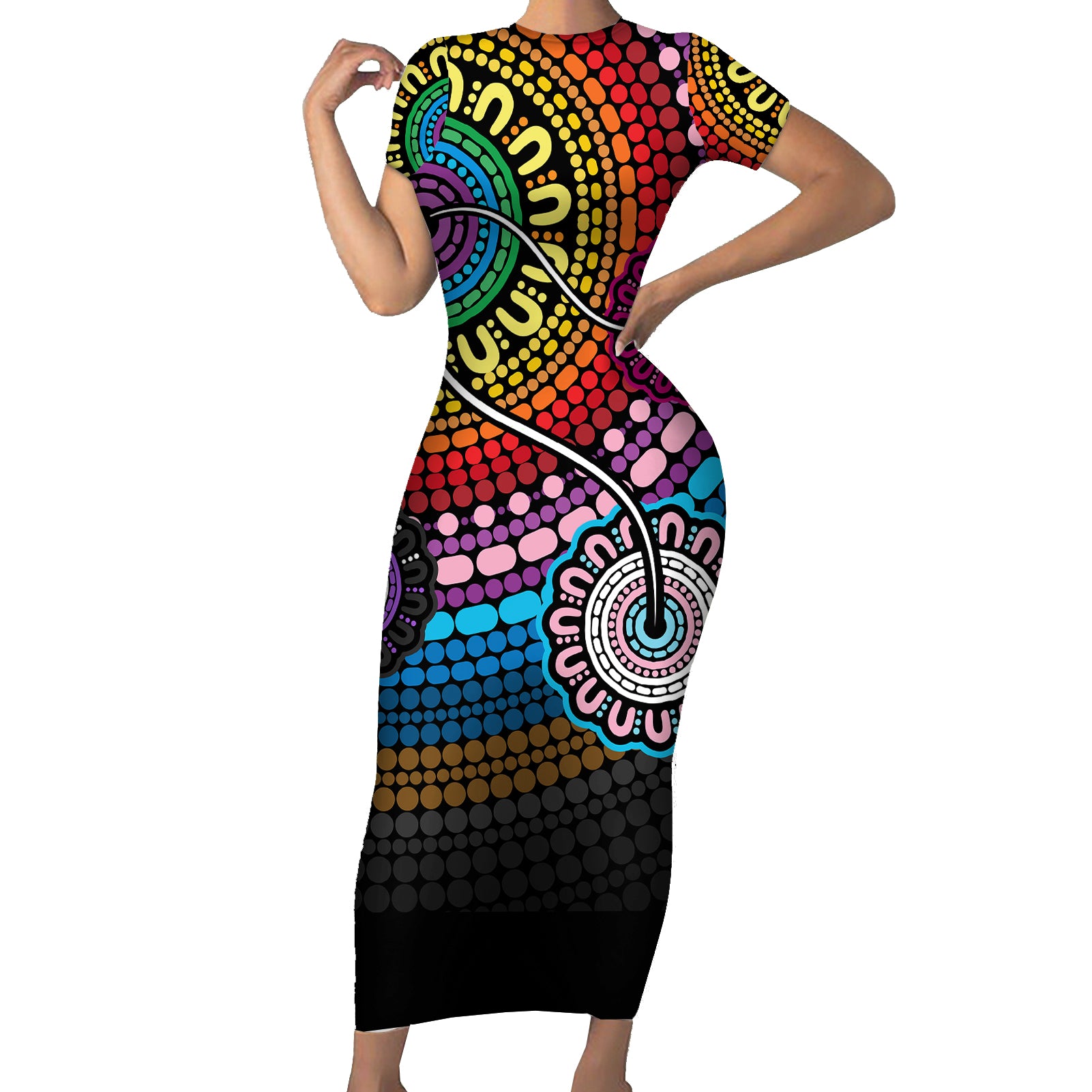 australia-lgbtq-history-month-short-sleeve-bodycon-dress-indigenous-rainbows-pride-be-you