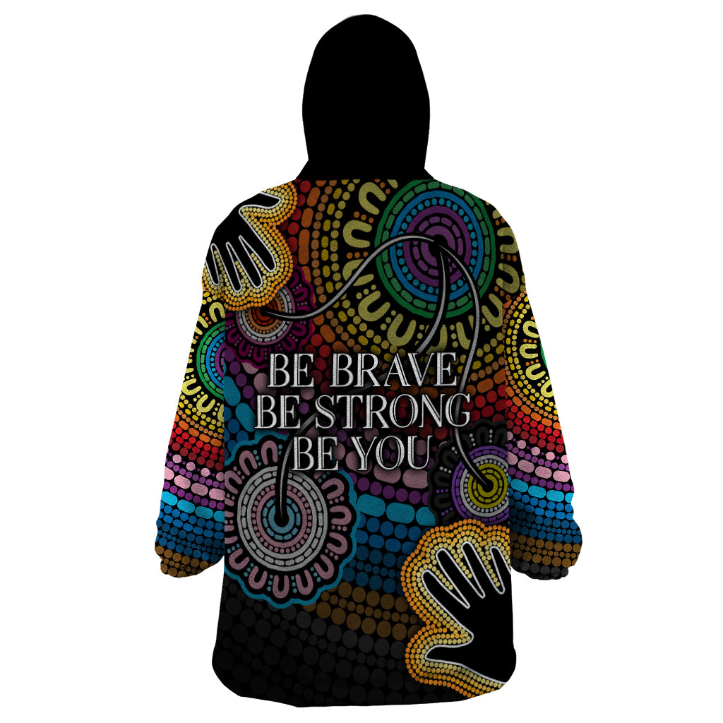 Australia LGBTQ+ History Month Wearable Blanket Hoodie Indigenous Rainbows Pride Be You - Vibe Hoodie Shop