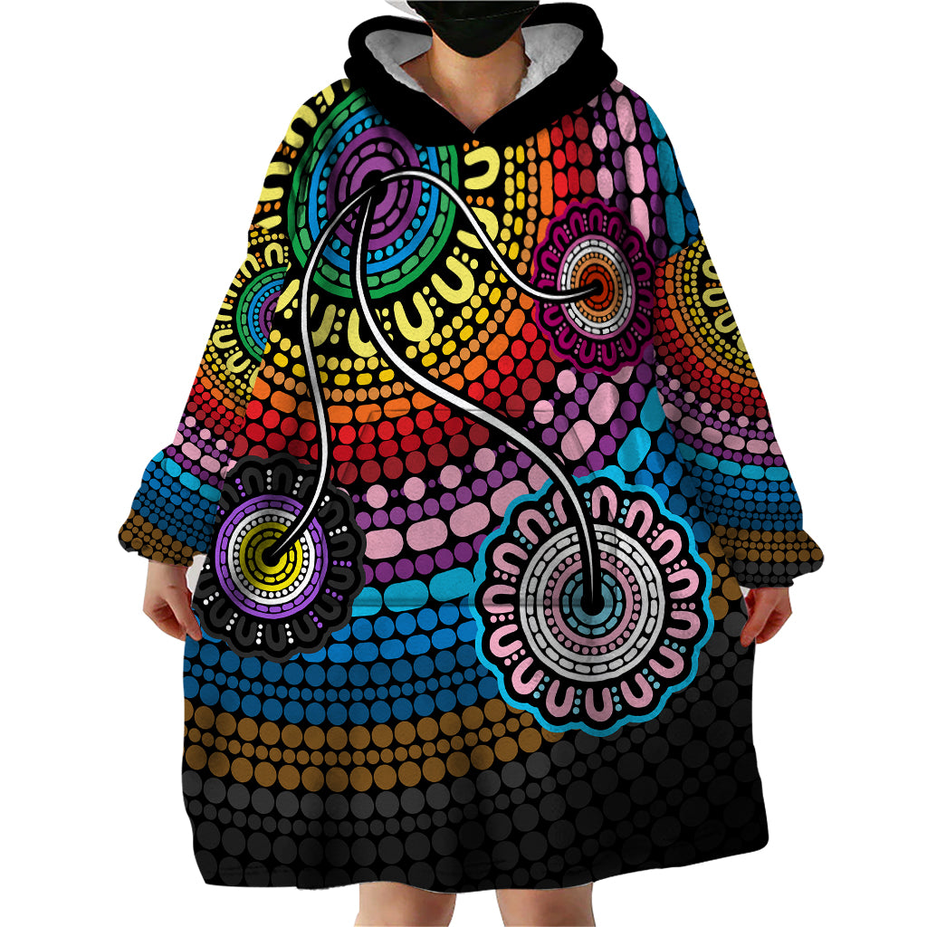 Australia LGBTQ+ History Month Wearable Blanket Hoodie Indigenous Rainbows Pride Be You - Vibe Hoodie Shop