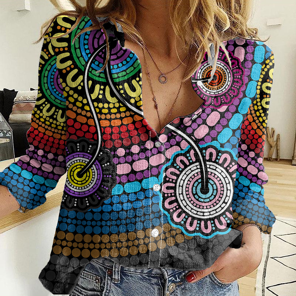 Australia LGBTQ+ History Month Women Casual Shirt Indigenous Rainbows Pride Be You - Vibe Hoodie Shop